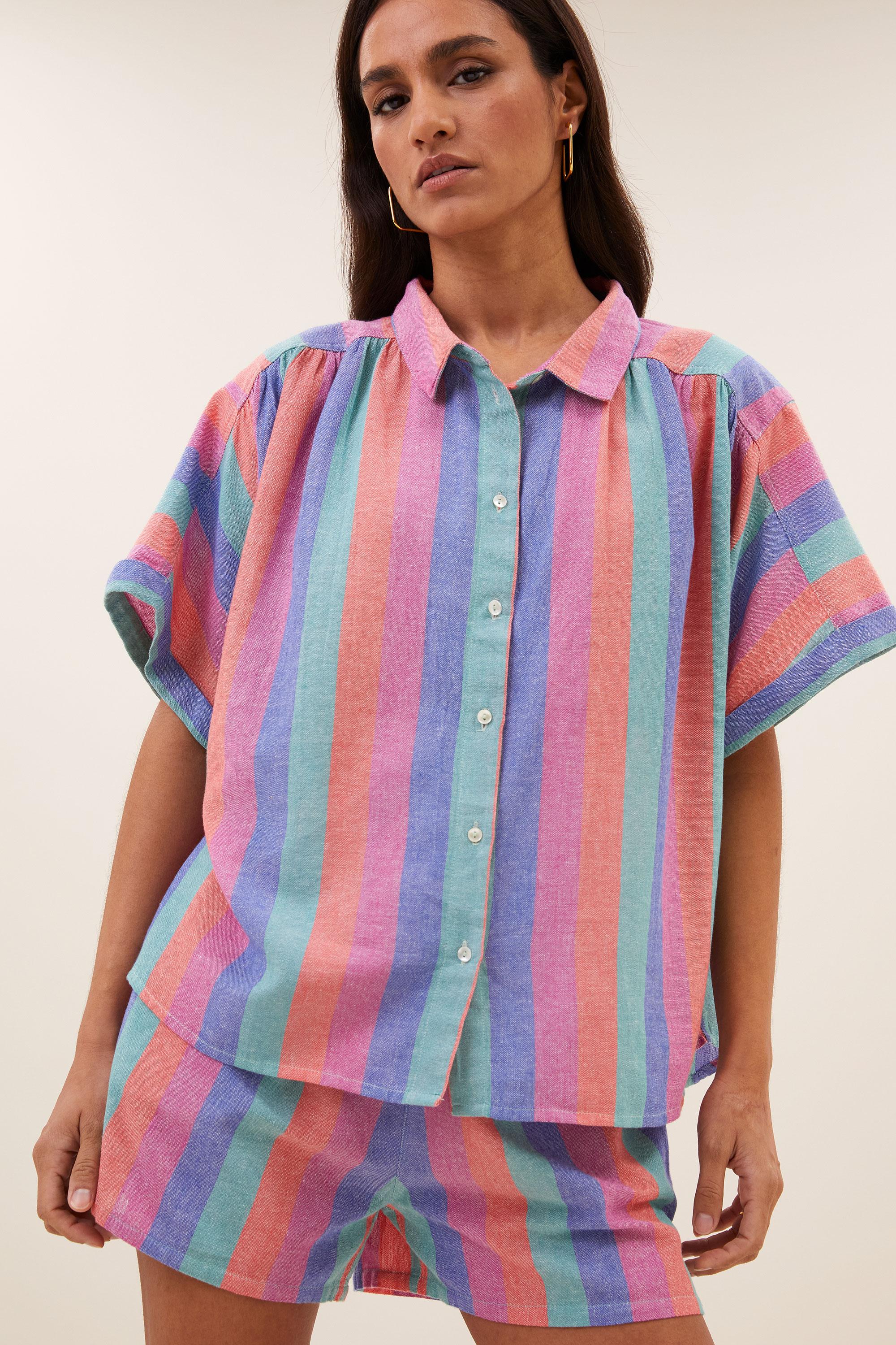By-Bar Sunny Rainbow Pleats Blouse Damen Bluse multi